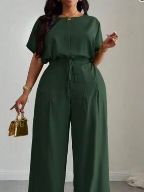 Wide-Leg Jumpsuit in Forest Green